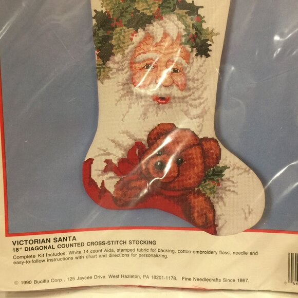 Bucilla Christmas VICTORIAN SANTA Counted Cross Stitch 18" Stocking # 82826 - Picture 3 of 3